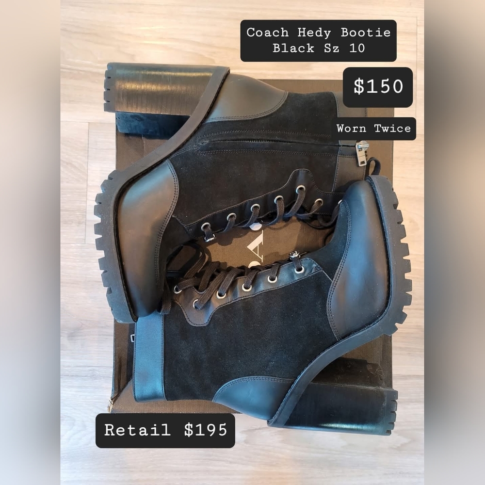 Coach Hedy Boot. Black Size 10. Worn Twice.